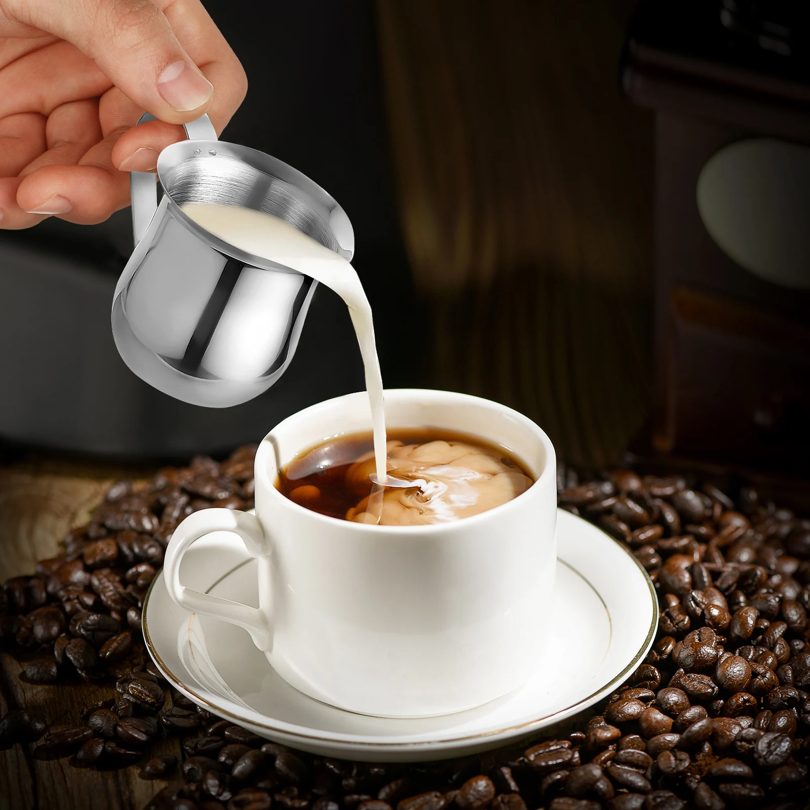 

3 Pieces 90ml Stainless Steel Milk Frothing Cup Small Espresso Coffee Jug Steaming Pitcher Creamer Mug Thick Texture
