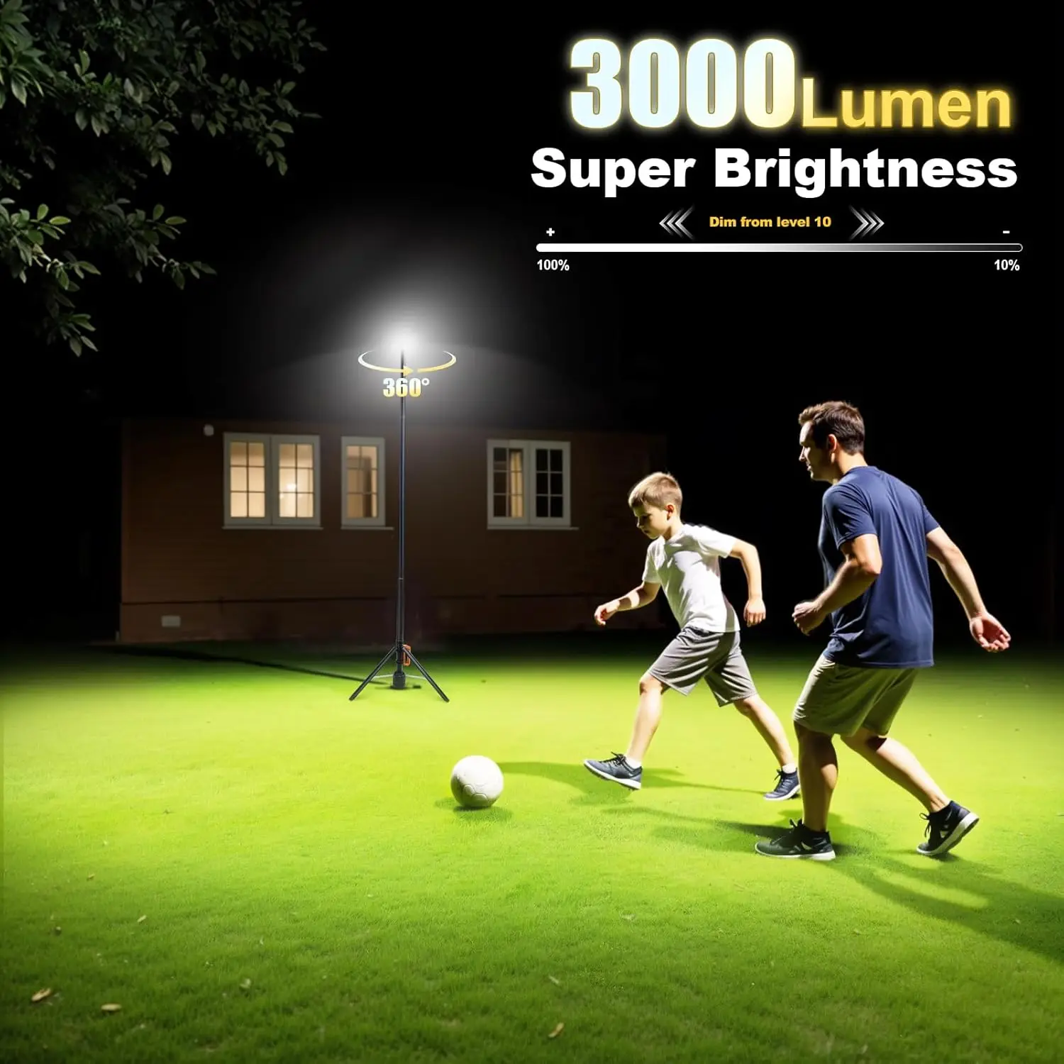 Ultra-bright 3000mm 3CCT Dimmable 6000mAh Battery Charging Work Light Remote Control 2.65m Portable Camping Retractable Stand