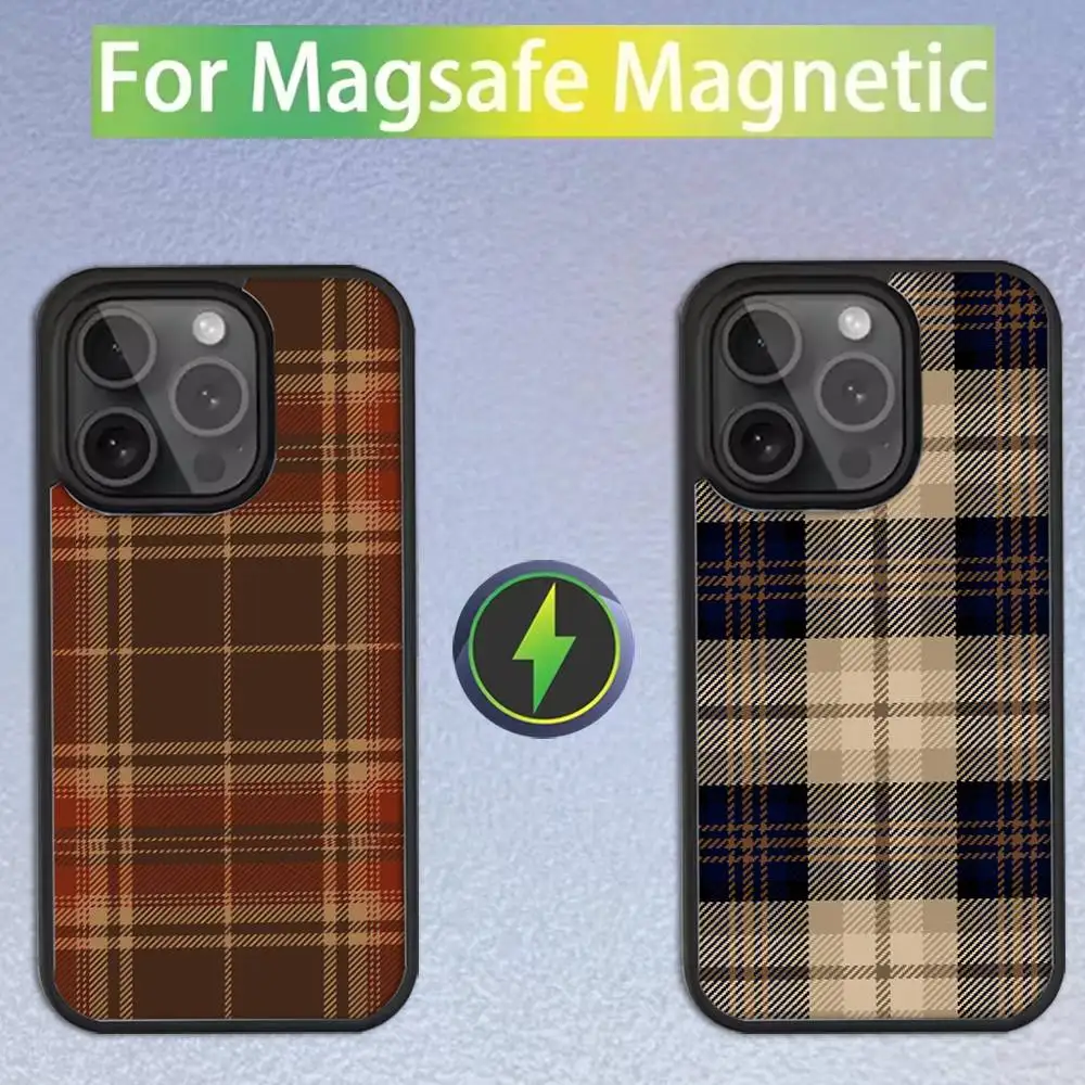 

Scottish Plaid Fabric Phone Case For iPhone 16,15,14,13,12,11,Pro,Max,Plus,Mini,SE Magsafe Magnetic Wireless Charging