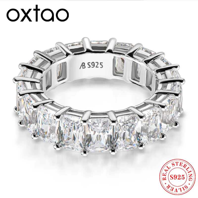 

Кольцо OXTAO Eternity Band Promise Ring, 100% стерлинговое серебро 925 пробы с фианитами, обручальные и свадебные кольца для женщин и мужчин, ювелирные изделия на годовщину