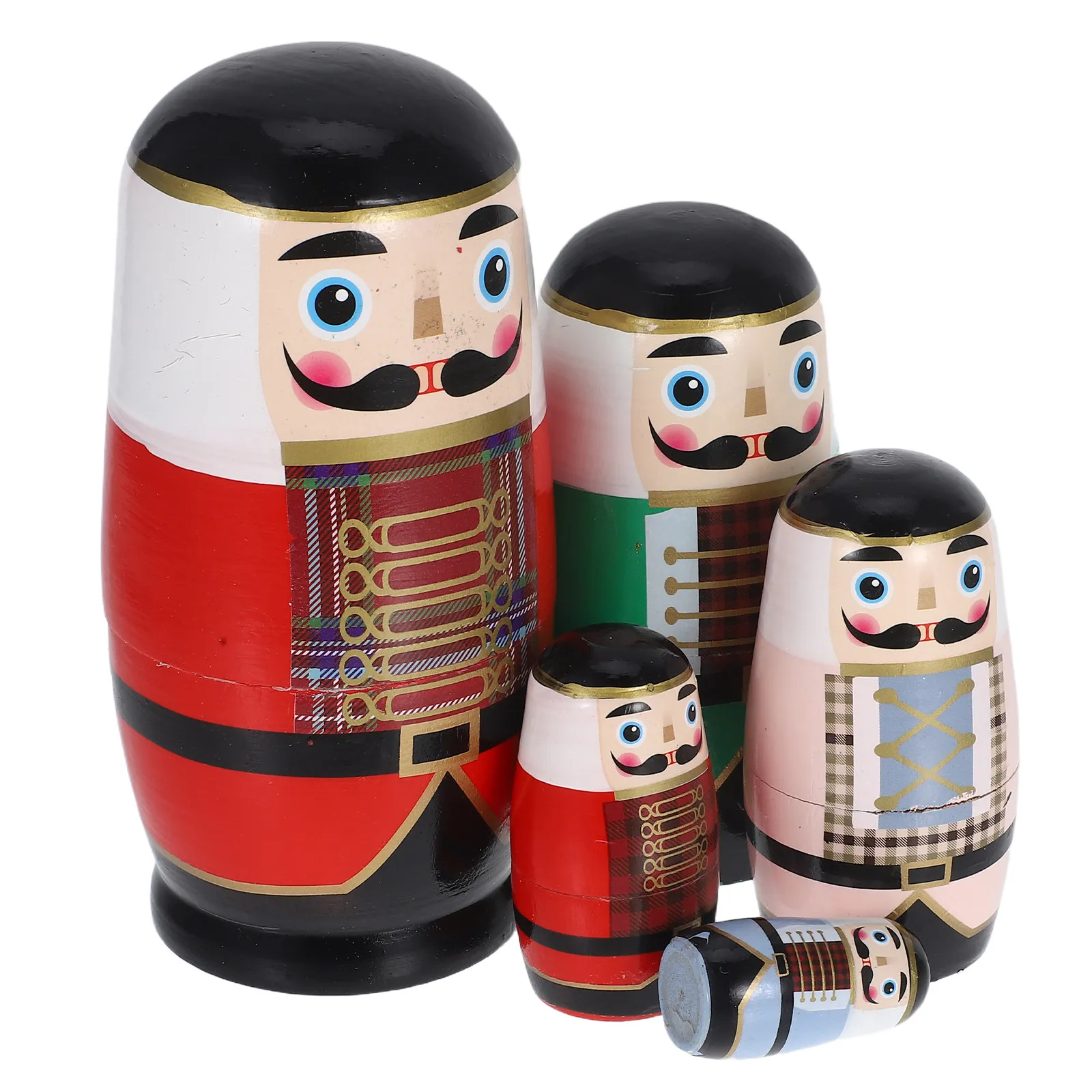 1세트 호두까기 인형 러시아 나무 쌓기 장식품 크리스마스 휴일 장식 어린이 선물 놀이세트 마트료시카