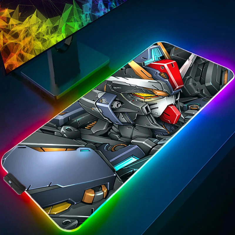 لوحة ماوس LED RGB تصميم غير قابلة للانزلاق حصيرة مكتبية للألعاب M-ميكانيكية W-warrior G-gundam ملحقات حواف مخيطة للوحة الماوس المنزلية #3