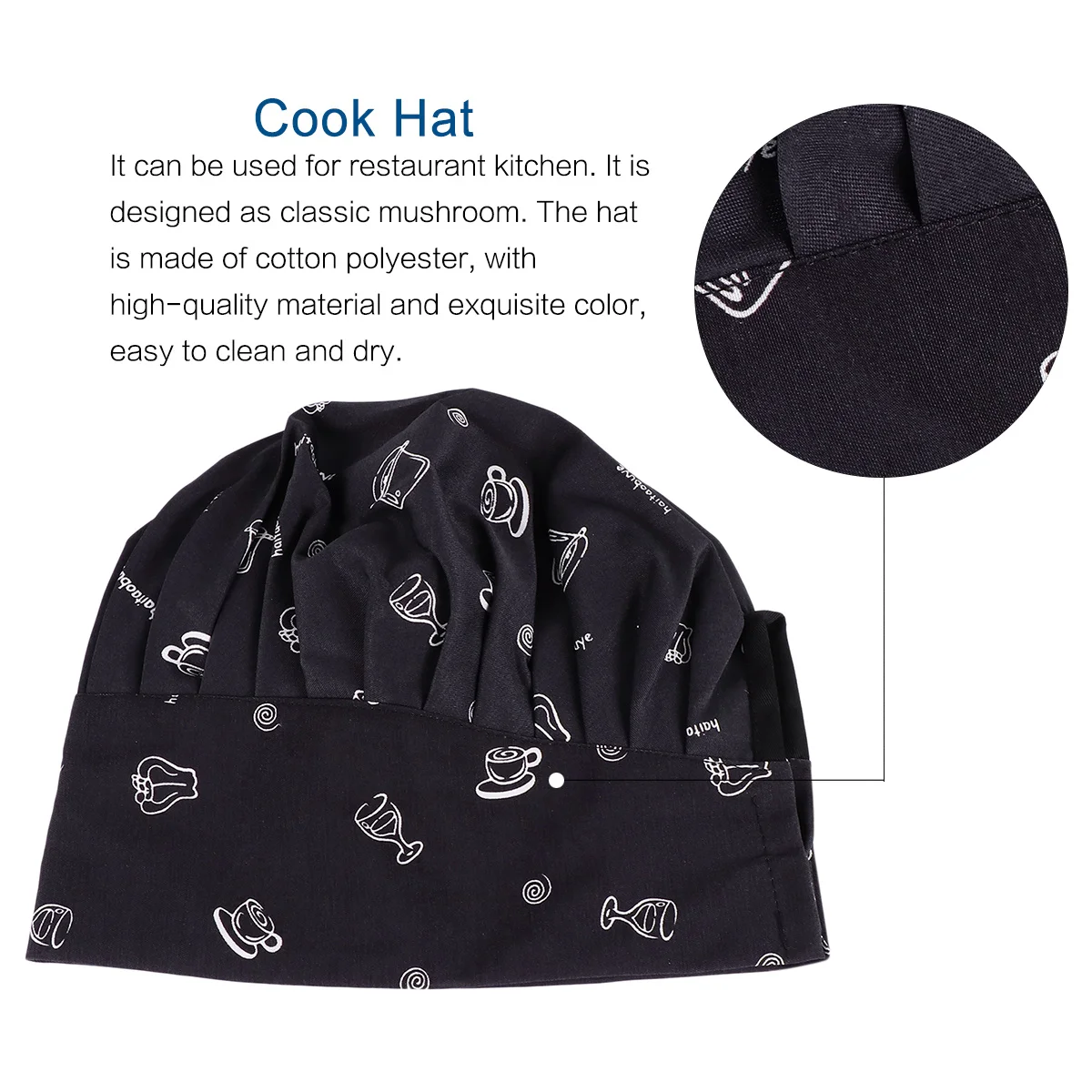 1Pcs Unique Patterns Chef Hat for Restaurant Cooks High-Quality Cotton Polyester Easy to Dry and Comfortable Chef Hat