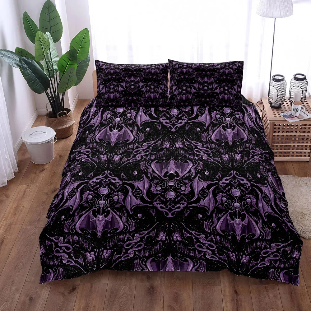 

Gothic Bats Black Duvet Cover Set King Queen Double Full Twin Single Size Duvet Cover Pillow Case Bed Linen Set