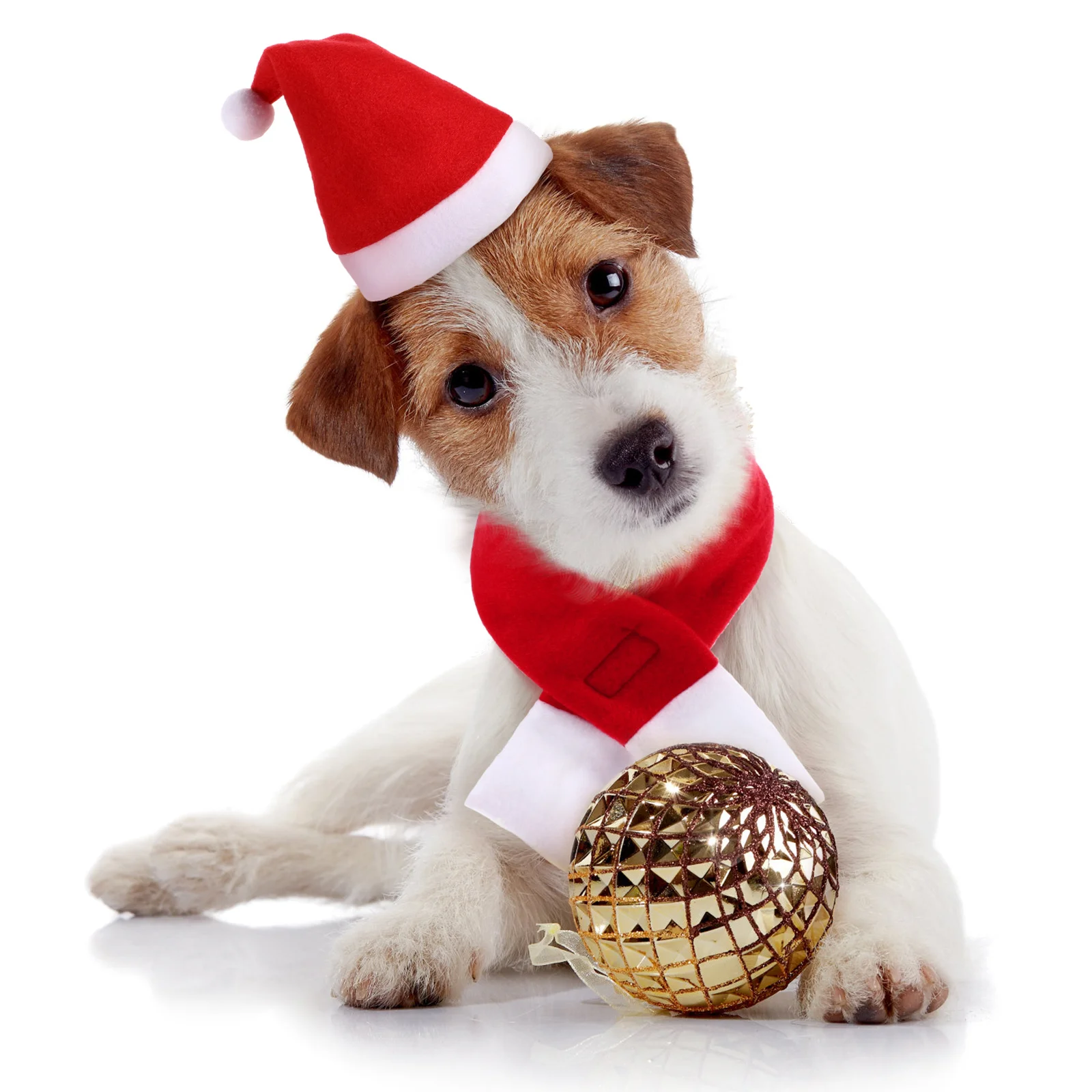 

Pet Hat Scarf Set Christmas Red Size Comfortable Fleece Cosplay Party Props Dog Cat Clothes Pet Accessories