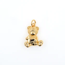 New Trendy Love Heart Bear Pendant Gold Plated Copper Hip Hop Teddy Bear Necklace Key Chain Accessories For DIY Jewelry Making