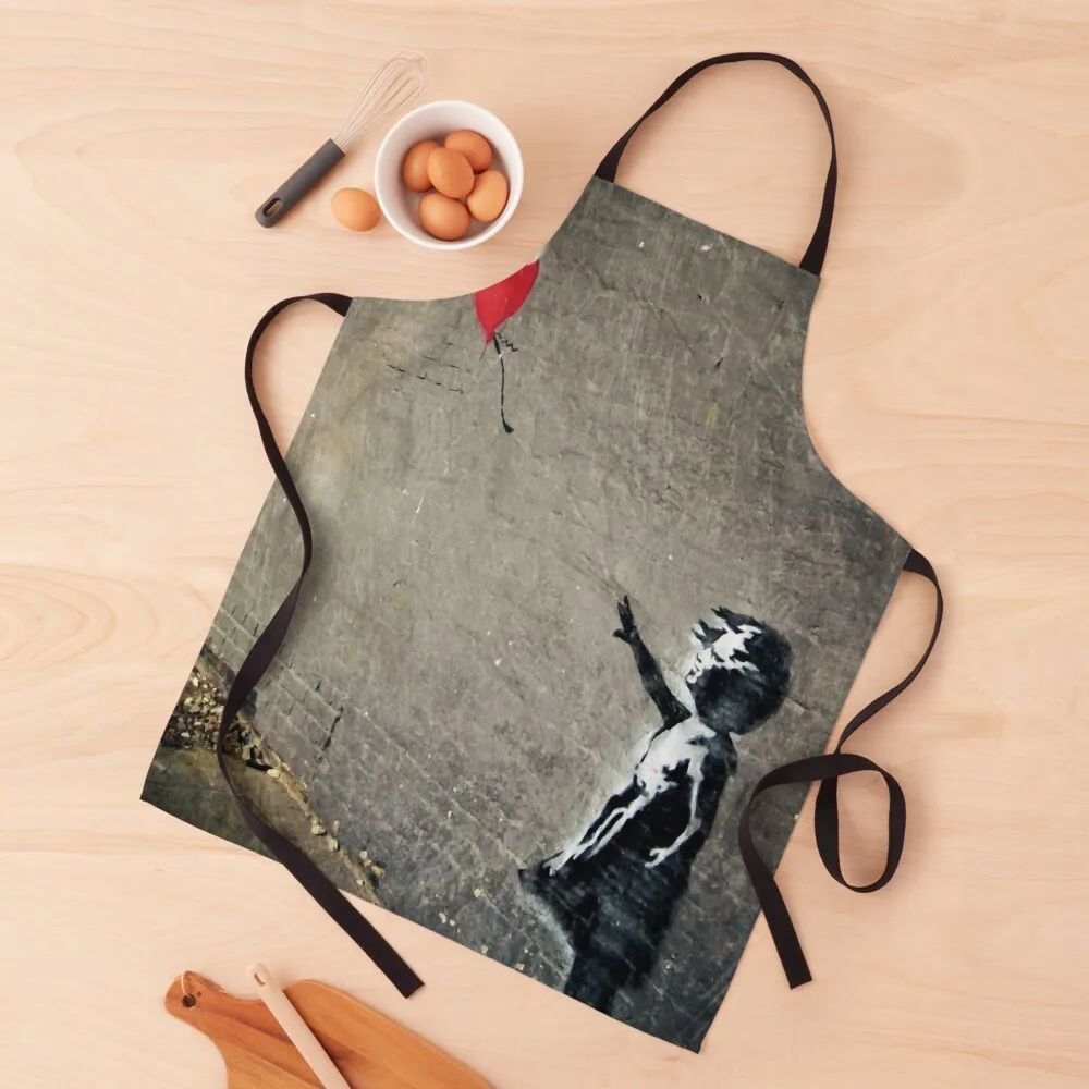 

Banksy's Girl with a Red Balloon II Apron Kitchen Man christmas kitchen cloths Women's Dress Kitchen For Man Apron