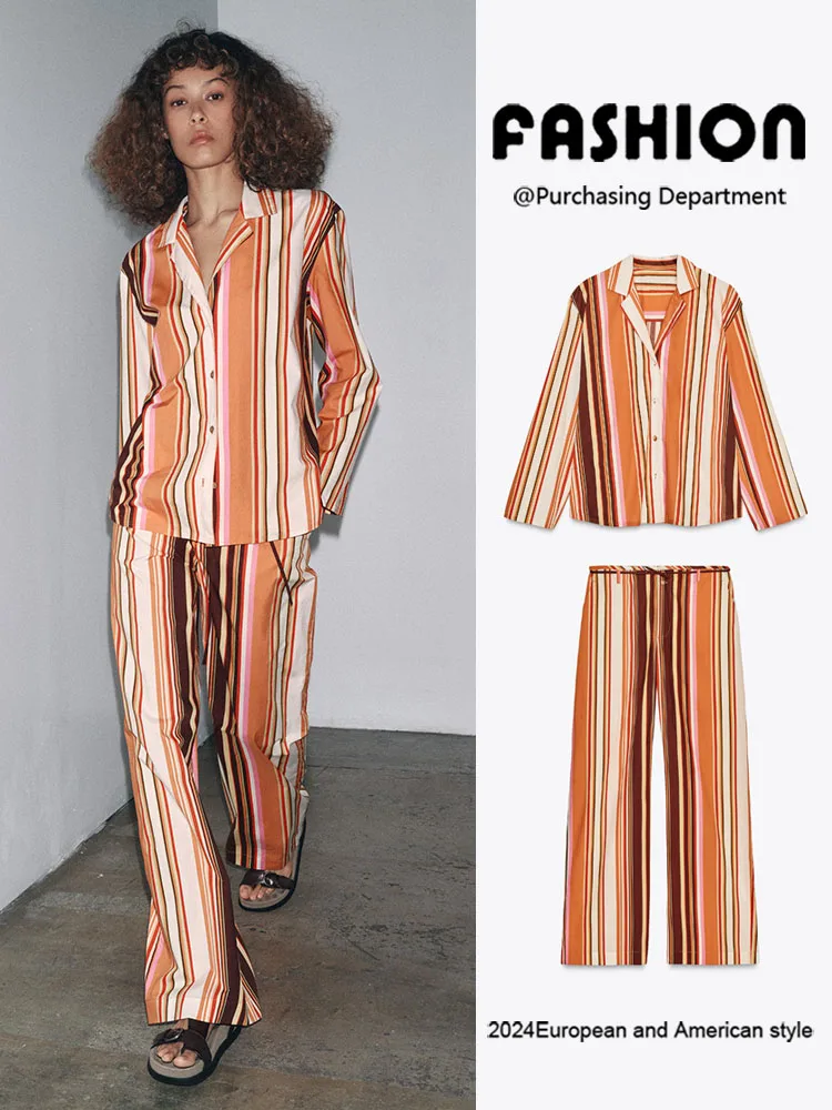 New Arrival Autumnal Spwear Sle irt And Flared Pants Women's Faion ZA2025 Ladies Ethnic Stage Costume 2025