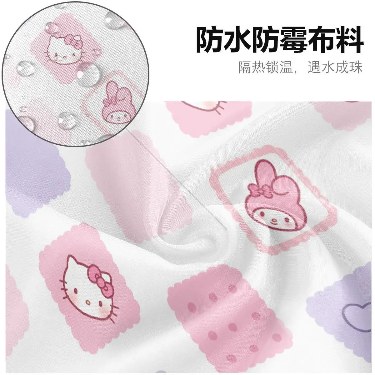 Kawaii Sanrios Cinnamonroll  Hello Kitty Strawberry Cartoon Shower Curtain Waterproof Polyester Bathroom Curtain with Hooks Gift