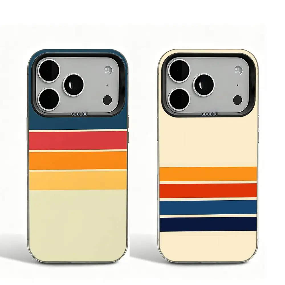 

Norwegian 70s Vintage Retro Stripes Black Matte Large Camera Hole Case For iPhone 17 16 15 14 13 12 11 Pro Max Bumper Cover