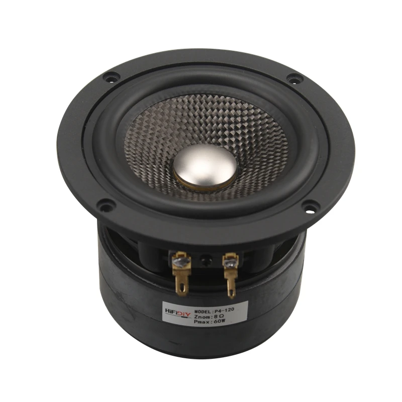 

Hifi 4 Inch 120 Titanium film carbon fiber basin Pure Midrange Full frequency speaker unit 4 8OHM 60W midbass loudspeaker P4-120