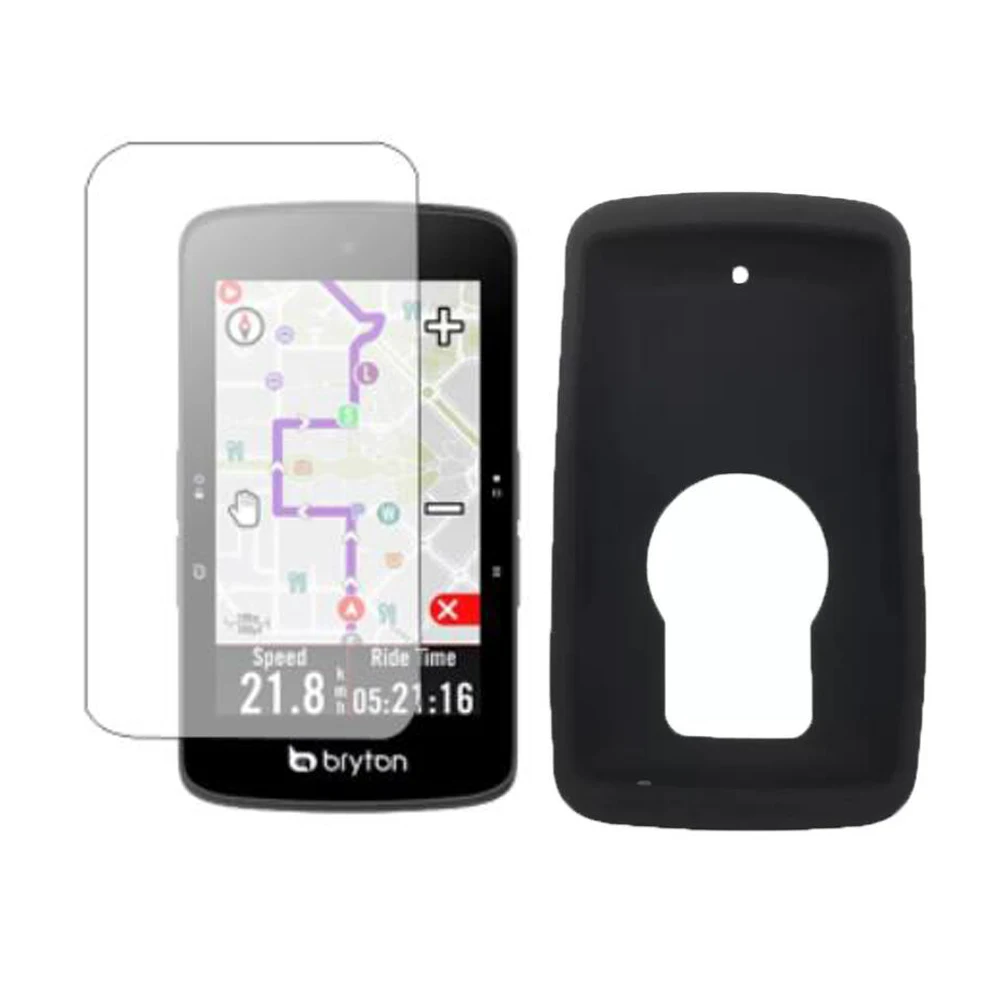 Custodia protettiva in silicone con bordo morbido, pellicola protettiva per schermo, per Bryton Rider S800 Bike GPS, telaio per computer da bicicletta