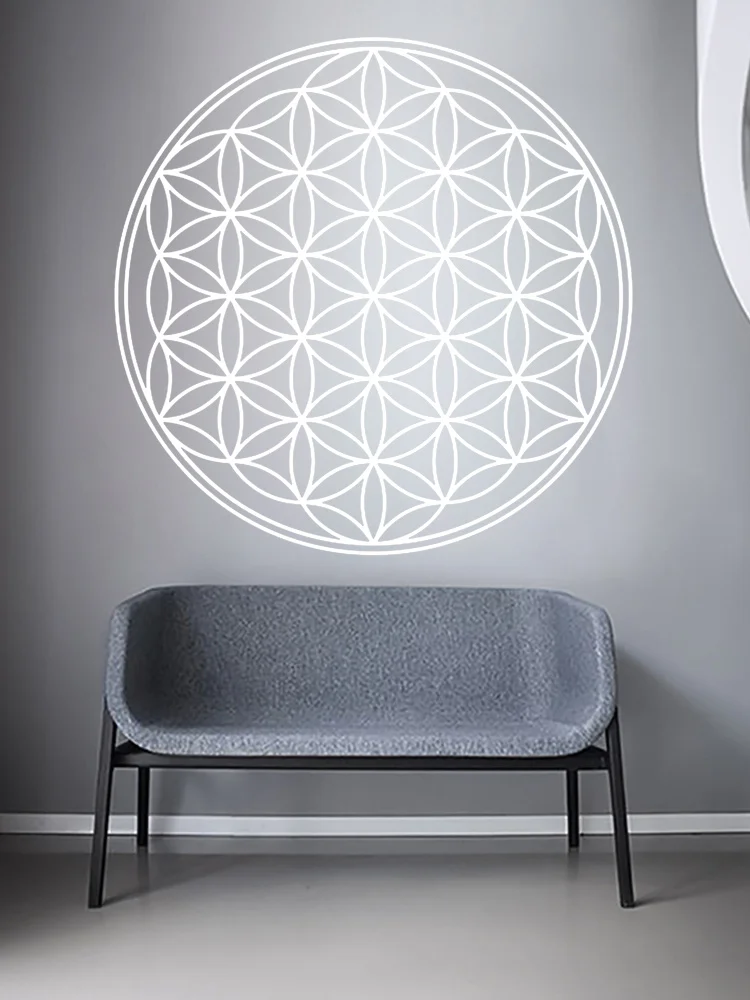 Kwiat życia Boho naklejki, Vinyl Mandala naklejki nasion życia dekoracje ścienne wzór geometryczny Mandala Deco nowoczesne MT27 — zdjęcie 2