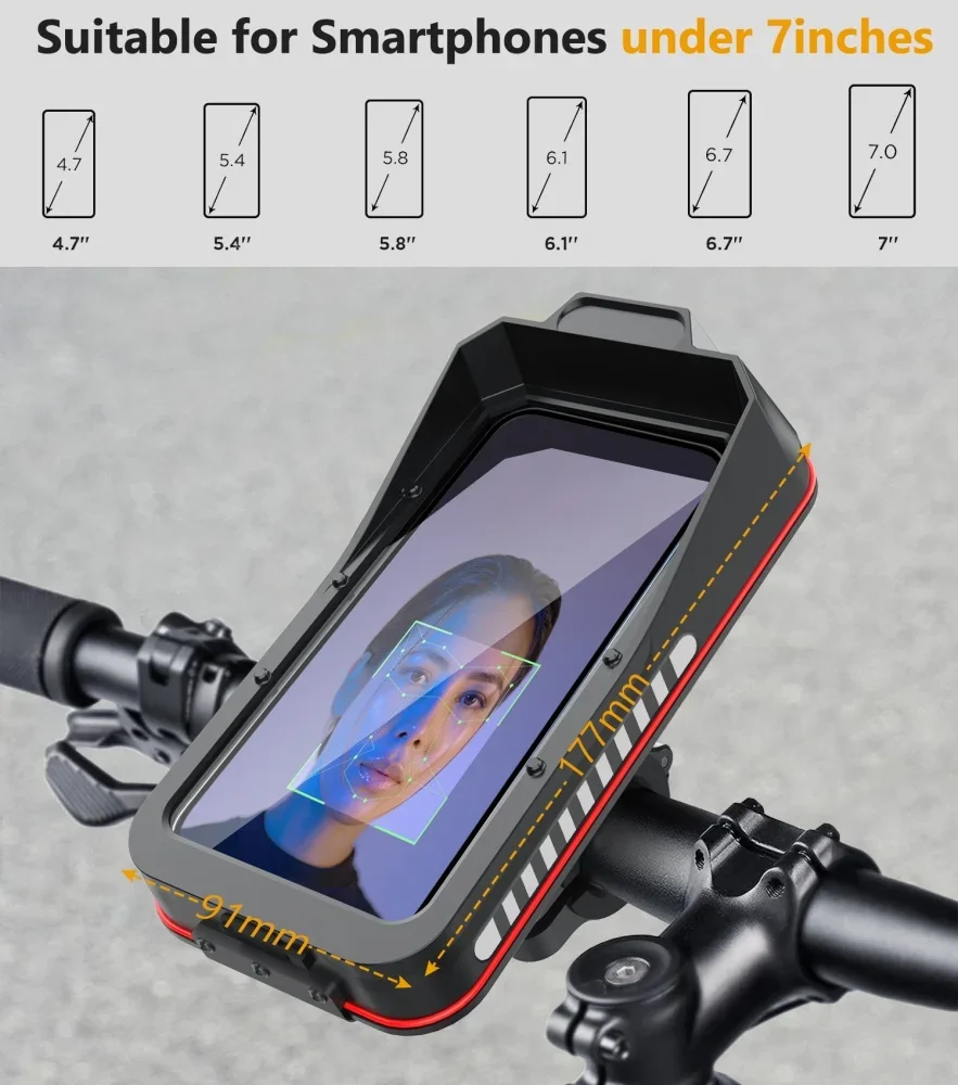 Waterproof Universal Motorcycle Bicycle Mobile Phone Holder Quick Lock Bike Scooter Handlebar Stand for 4.7-7.0 inches Devices