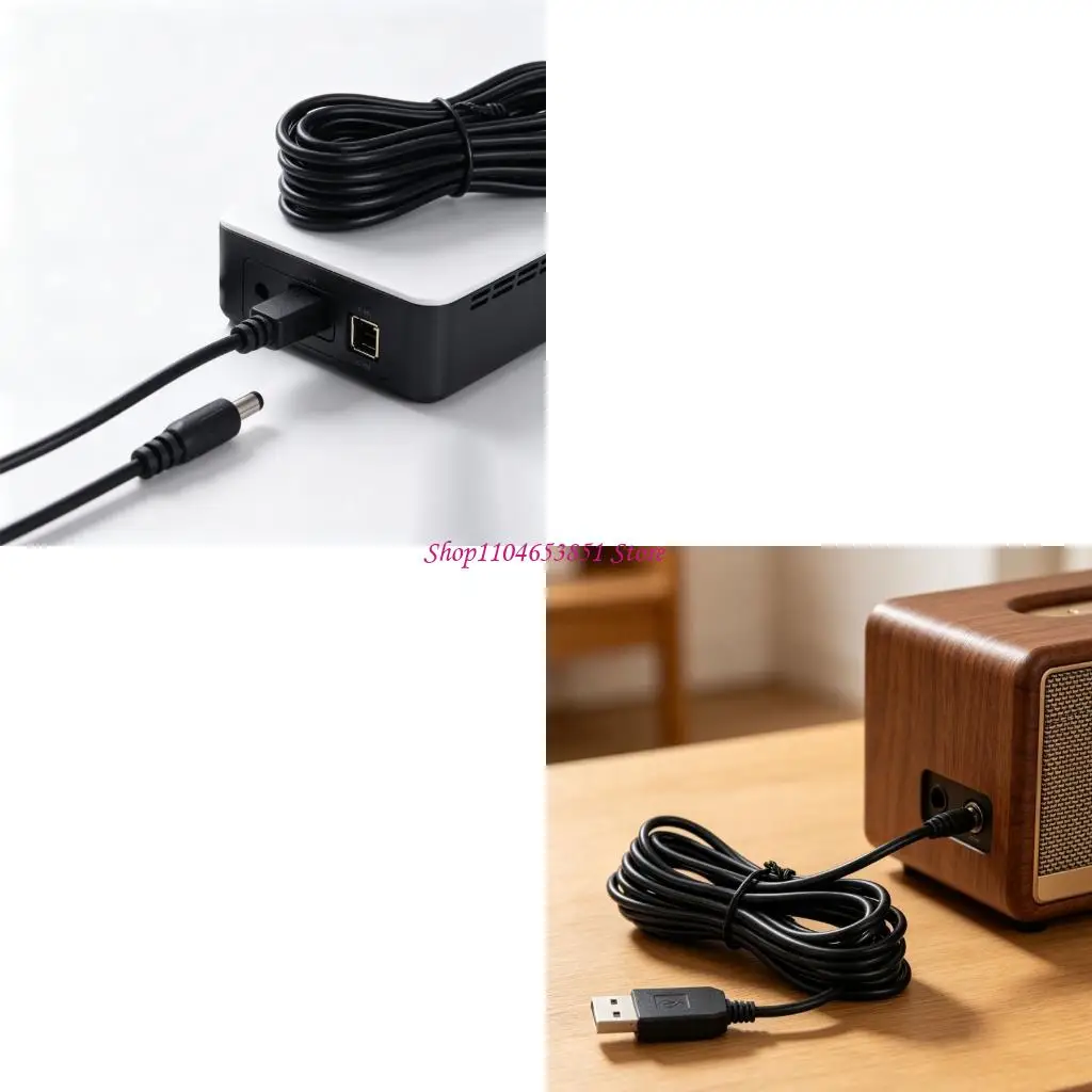 USB Power Cord with Center-Positive 1.5V DC5.5x2.1mm Male Round Output End 