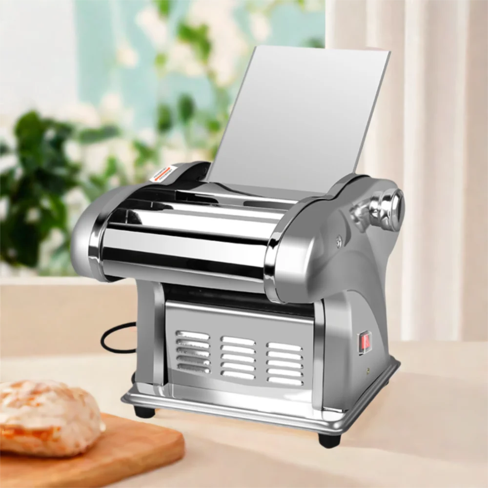 Máquina elétrica de fazer macarrão, 110/220v, aço inoxidável, 6 configurações de espessura, 5 modos de macarrão para embalagem de bolinho, restaurante de cozinha