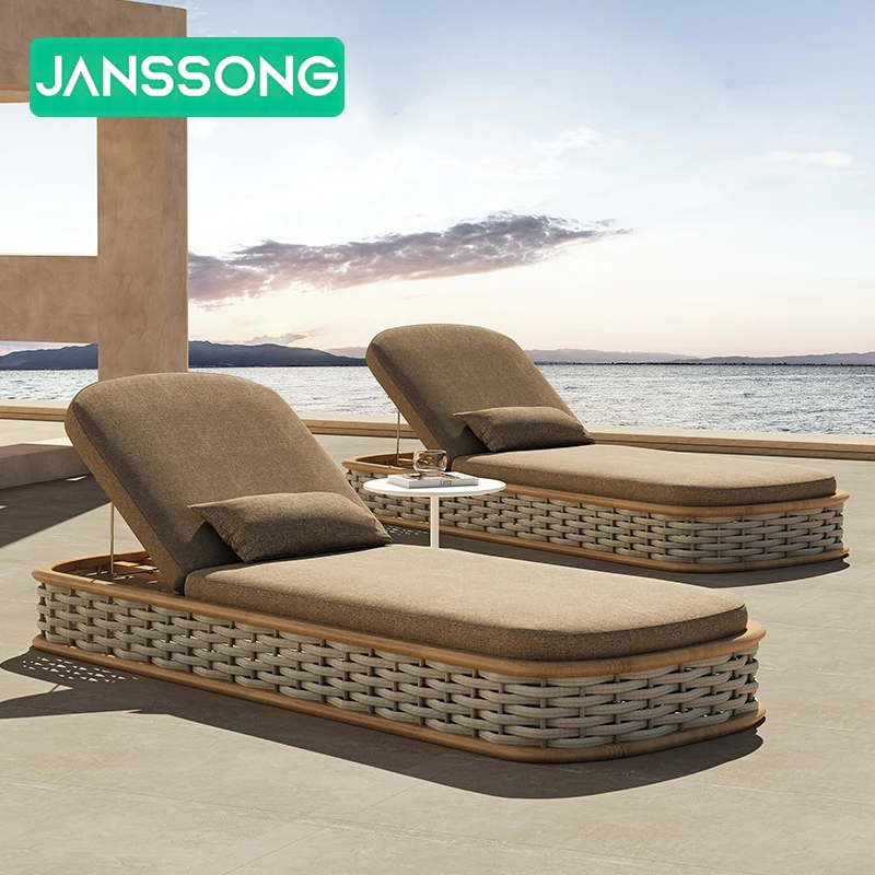 

Patio Furniture Teak Deckchair Rattan Lounge Bed Outdoor Furniture Wood Sunbed Poolside Furniture Outdoor Sun Loungers Daybed