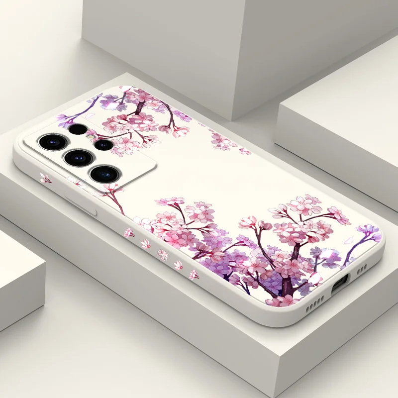 Falling Flowers Phone Case For Samsung Galaxy S24 S23 S22 S21 S20 S10 S10E Ultra Plus FE Note 20 Ultra 10 Plus Cover