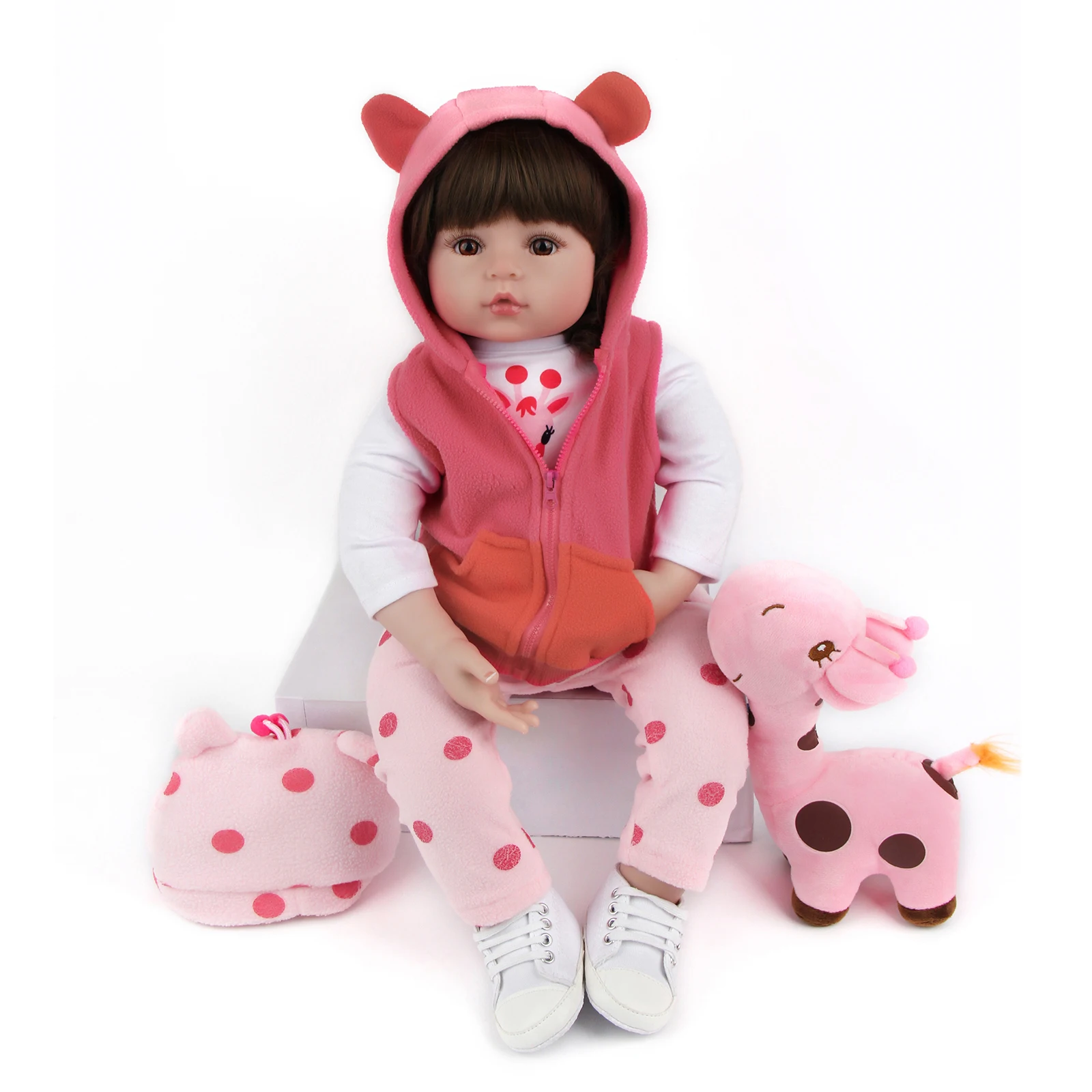 ZIYIUI 55cm Reborn Dolls Handmade Soft Silicone Vinyl Cotton Body Giraffe Clothes Baby Girl Children Birthday Christmas Gift