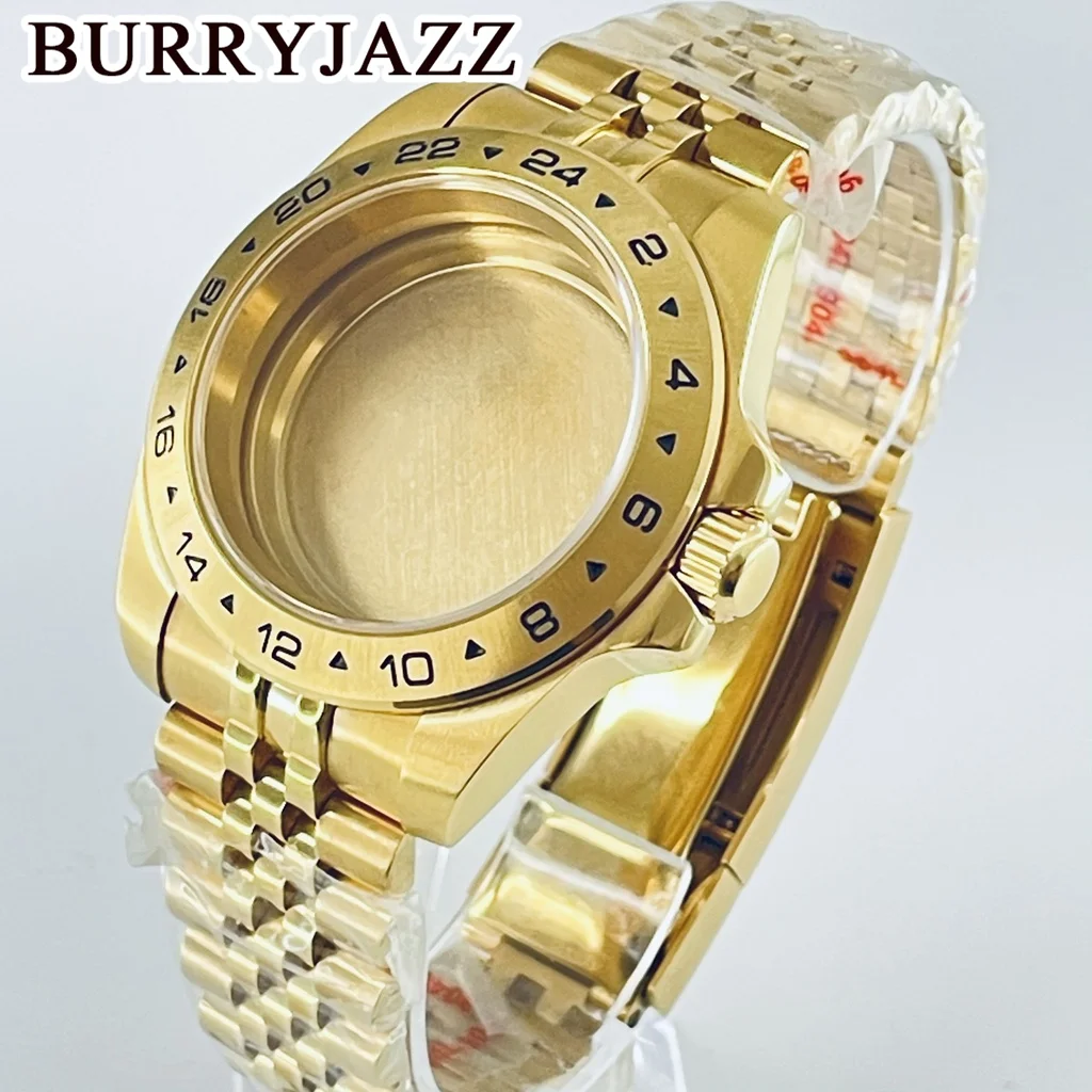 BURRYJAZZ 40 مللي متر 24 ساعة GMT الصلب الحافة صالح NH34 NH35 NH36 NH38 ETA2824 حركة الياقوت كريستال اكسبلورر الساعات ساعة