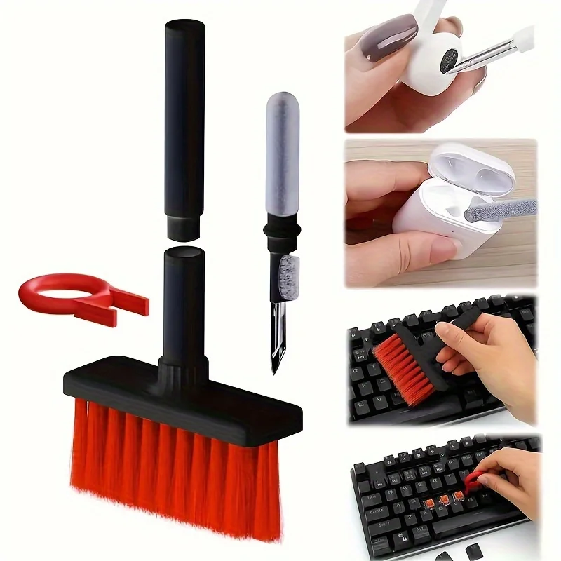 1pc 5-in-1 Keyboard Cleaning Brush Kit, Multi-Functional Computer Cleaner Tools With Key Puller For Computer/AirPods/Earbud