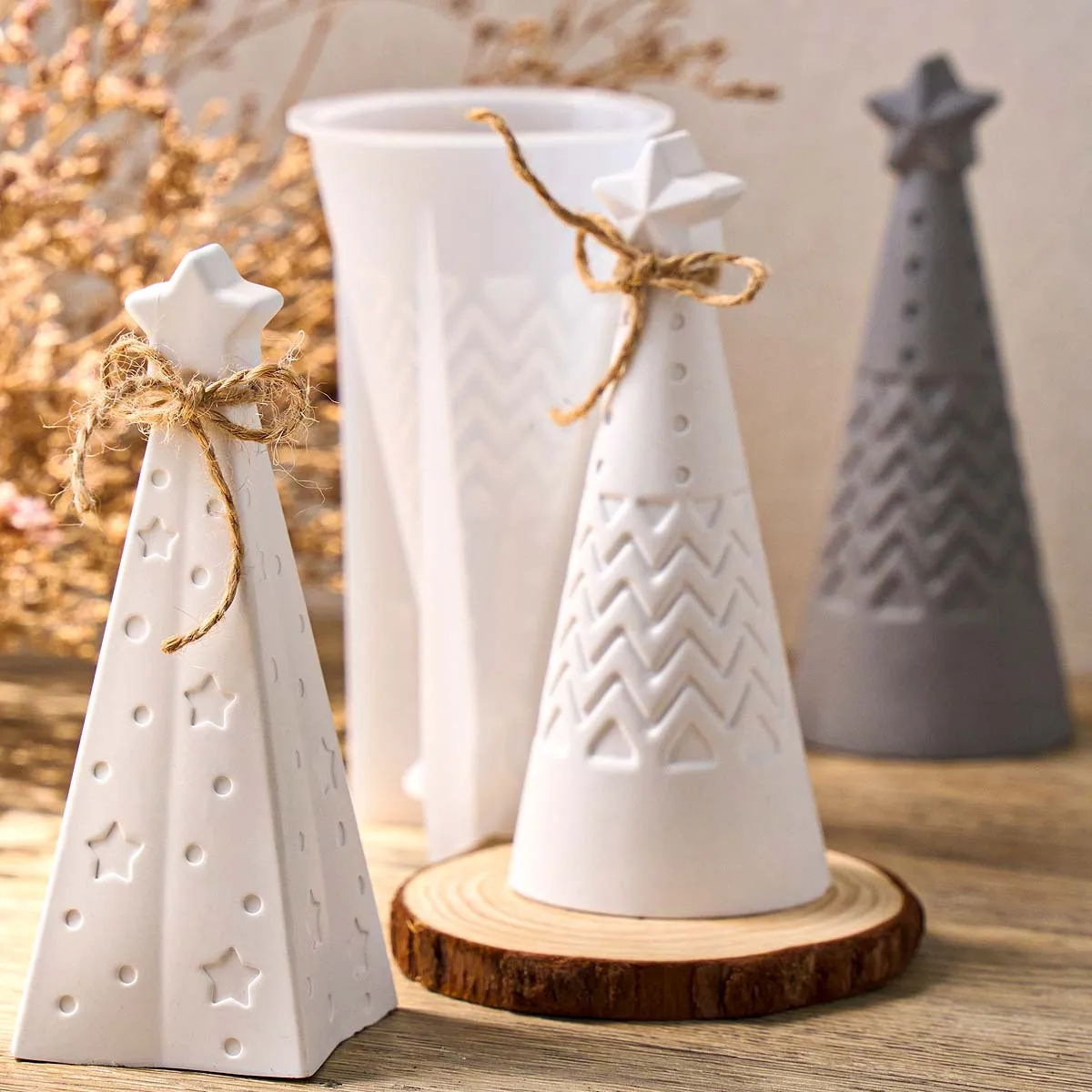 Weihnachten Ornament Säule Silikon Kerze Form DIY Handgemachte Stern Kegel Aromath Seife Gips Harz Weihnachten Formen Hause Handwerk Dezember – Detail 6