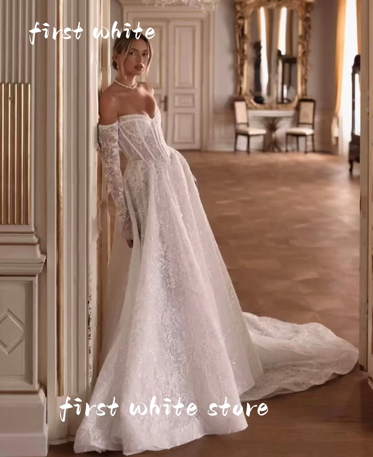 Customized Charming Sweetheart Wedding Dress Long Sleeve Applique Sweep Train Bridal Gown Bride Vestidos De Novia