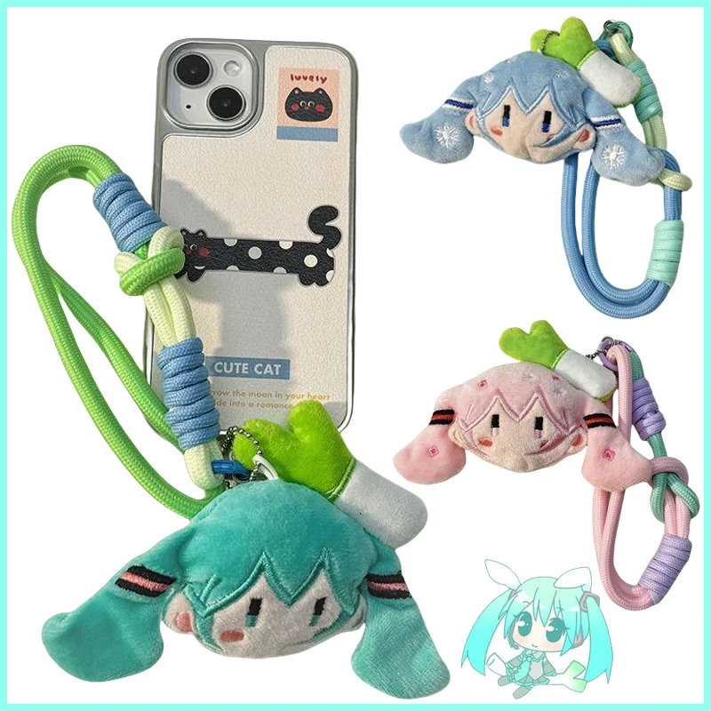 Hatsune Miku الهاتف المحمول الحبل Kawaii الإبداعية قصيرة حبل قلادة المرأة موضة الهاتف شنقا حبل حزام الملحقات