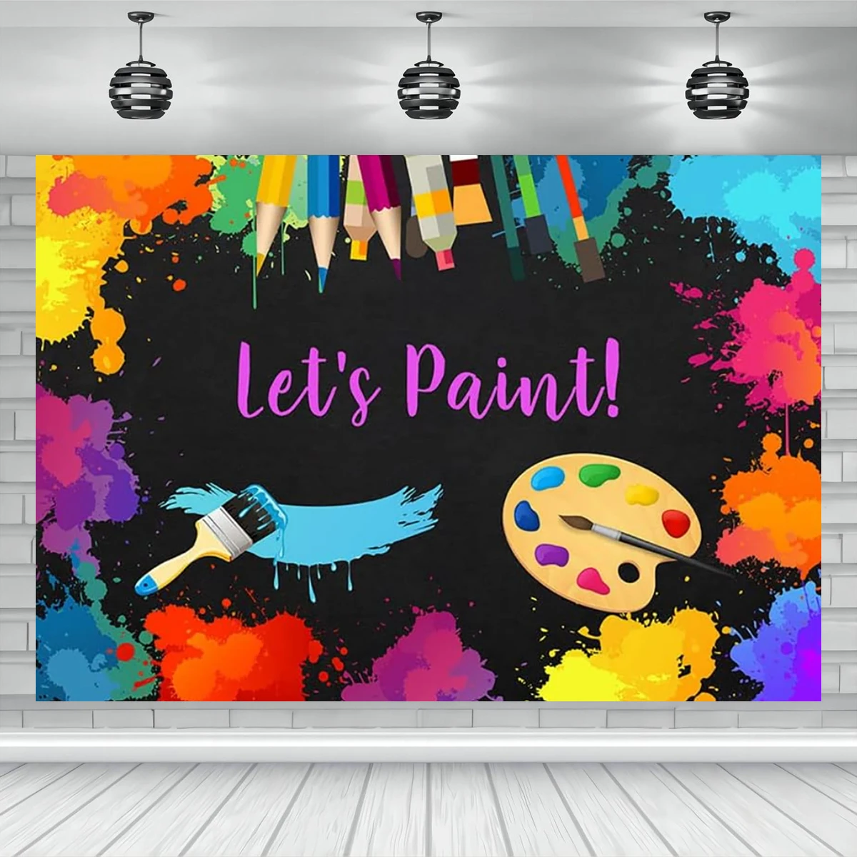 Art Party Paint Activity Backdrop Kids 7x5ft Birthday Photography Background Watercolor Colorful Graffiti Splatter Brush