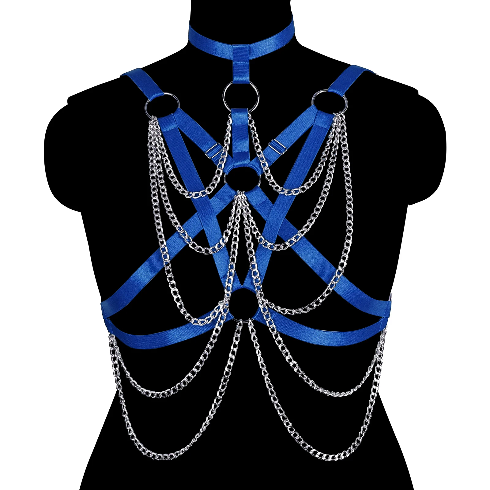 

Women Fashion Body Harness Suspender Bra Cage Metal Buckle Chest Bondage Top Punk Adjustable Sexy Lingerie Club Party