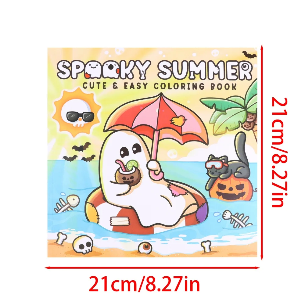 Spooky Summer Adult Coloring Book - Ghost, Pumpkin, Tropical Beach Themes - No drawing skills required, fun designs