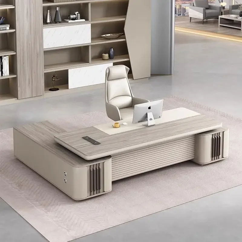 European Modern Office Desk Filing Cabinets Standing Minimalist Office Desk Conference Long Straight Wooden Bureau Furniture