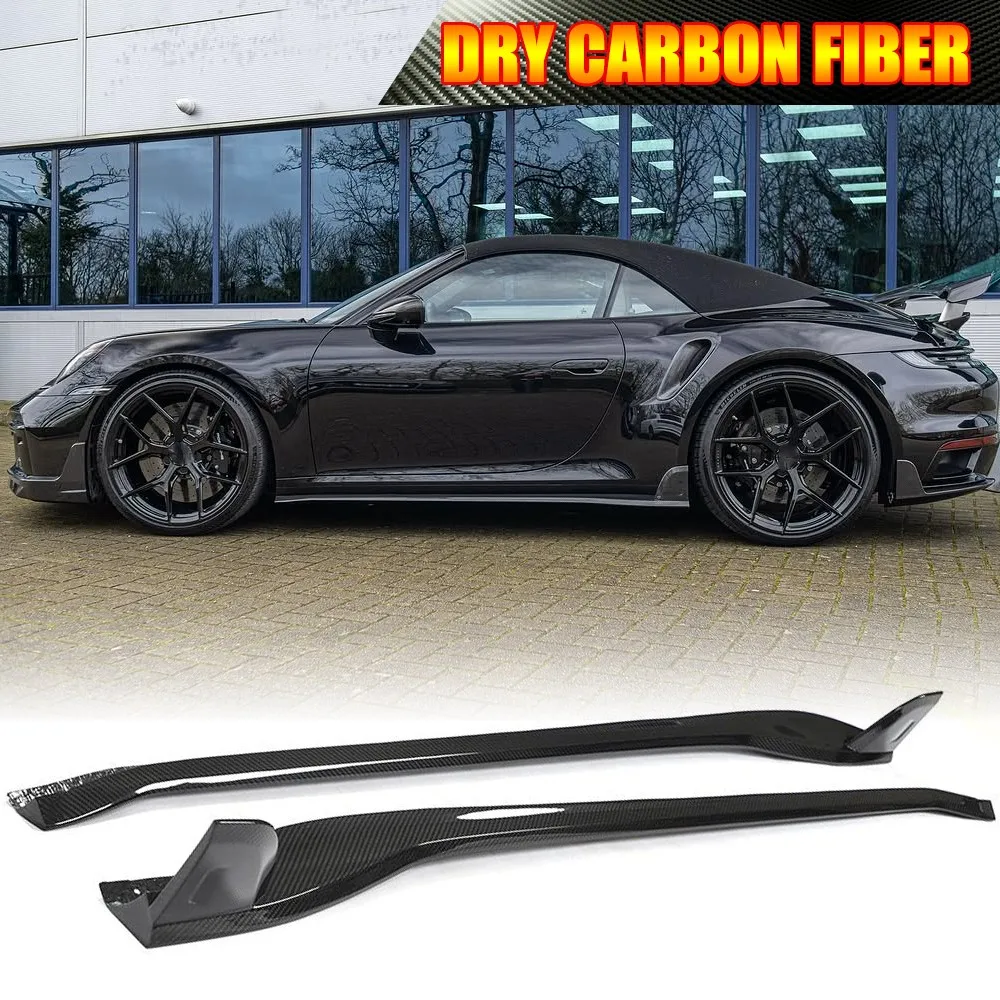 For Porsche 911 992 Turbo S 2019UP Dry Carbon Fiber Side Skirt Extension Lip Chin