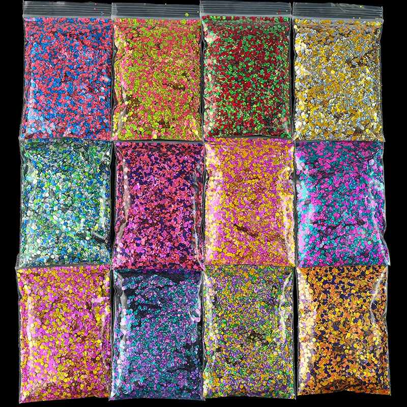 50g Misto Rotondo Unghie Artistiche Glitter Paillettes 3D Fiocchi Scintillanti Pigmento FAI DA TE Polacco Decorazioni per Manicure Paillette Pendenti e Ciondoli PD-S2022