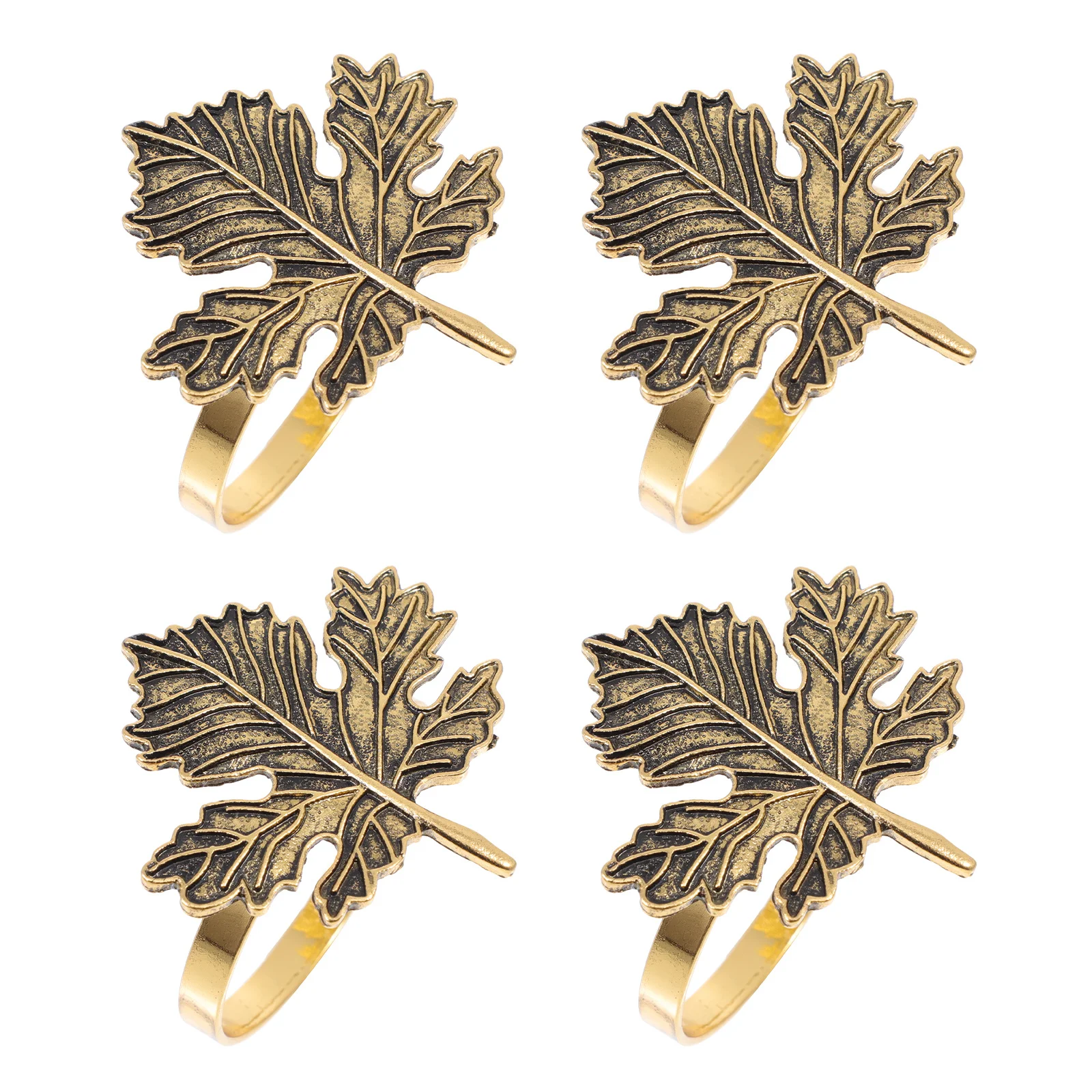 

4 Pcs Thanksgiving Napkin Ring Buckle Fall Decorative Buckles Round Leaf Banquet Decorations