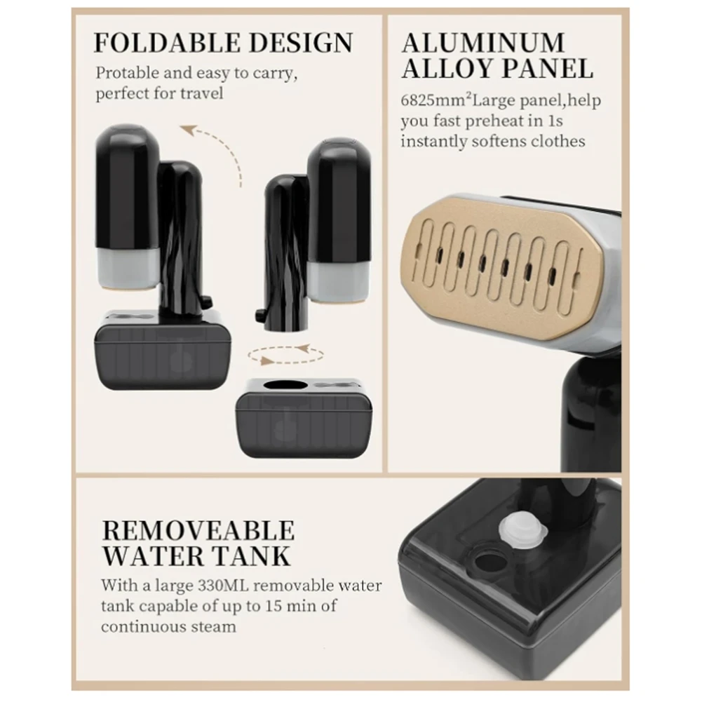 

NEW Steamer for Clothes, 2-in-1 Iron & Steamer for Quick Wrinkle Removal, 5 Grades Temperature with LED Display EU Plug