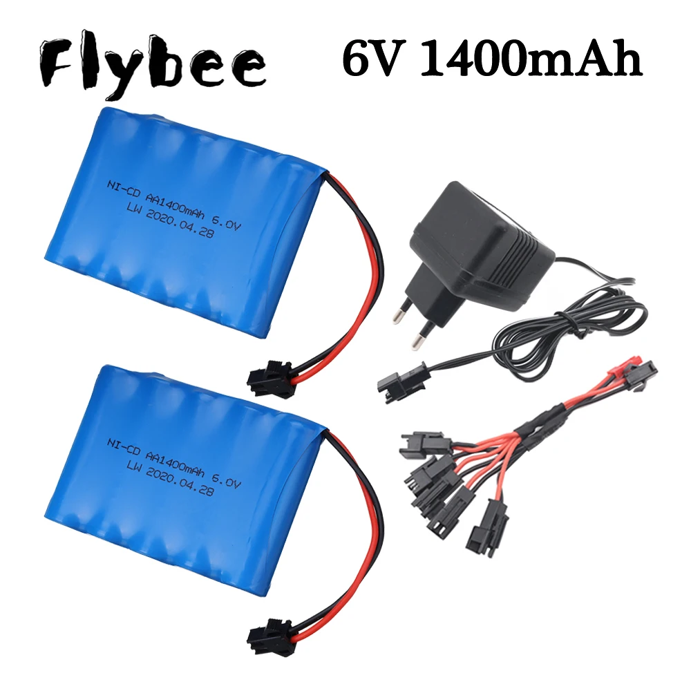 Batteria 6v 1400mAh NICD e caricabatterie per giocattoli RC auto barche robot serbatoi pistola AA 700mAh 6v batteria ricaricabile SM Plug