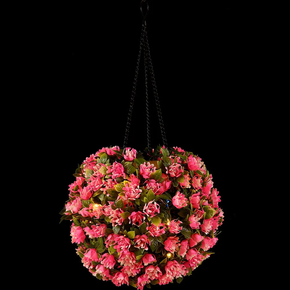 تعمل بالطاقة الشمسية الوردي زهرة معلقة توبياري الكرة مصباح ليد لحديقة الزفاف ديكور نبات اصطناعي مصباح في الهواء الطلق مقاوم للماء