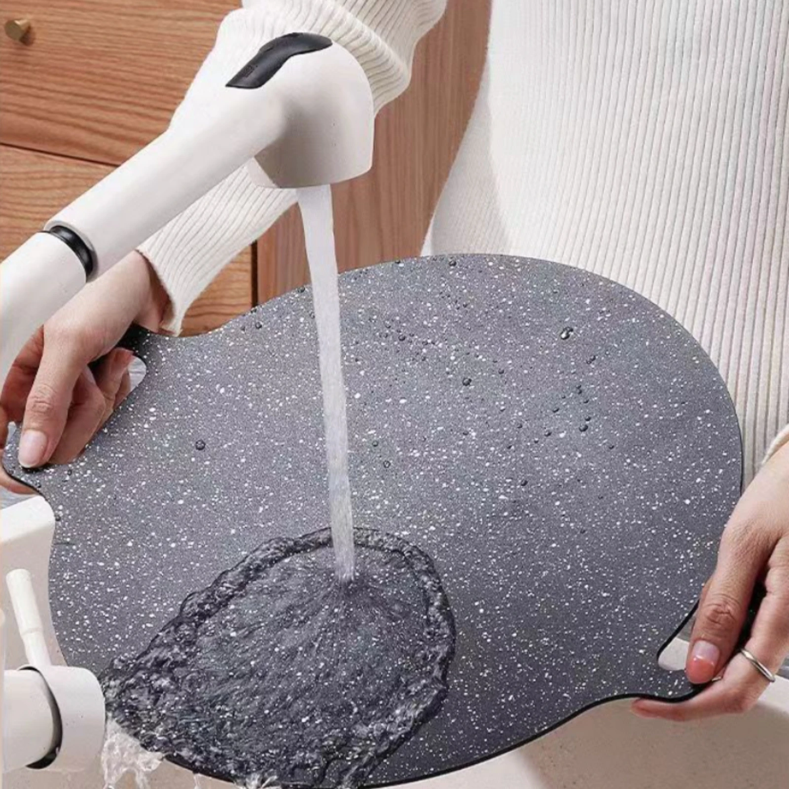 Stone-Look Griddle Plate Matte Finish Round Griddle Plate Cookware Flat Cooking Surface Professional Grade for Gas Cooker view 5