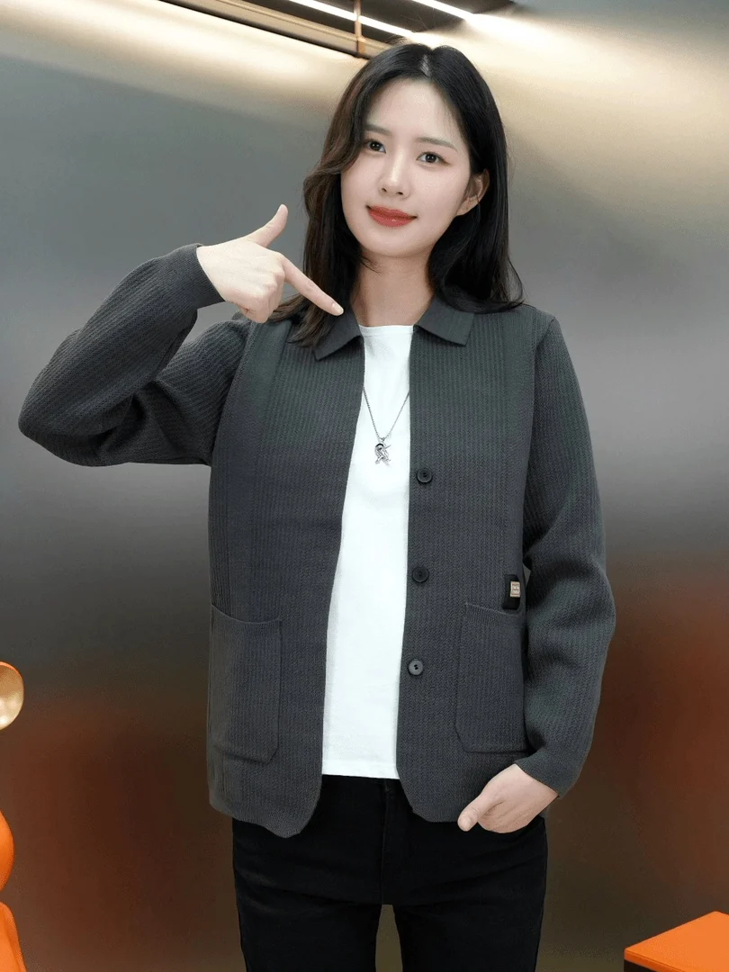 

High-End Men's Casual Knitted Cardigan Sweater Spring Autumn Faion Versatile Korean Sle Slim Fit Collar Outerwear