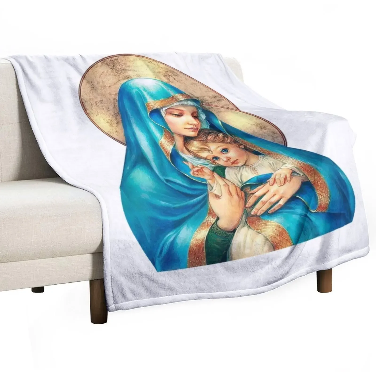 

Virgin Mary, Baby Jesus Throw Blanket warm for winter Fashion Sofas Kid'S Blankets