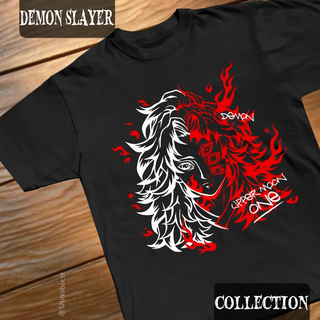 قمة الموضة اليابانية الساخنة الدم الساخن أنيمي تيز Kokushibo الجرافيك المتضخم Harajuku عالية الجودة تي شيرت الإناث الذكور الملابس