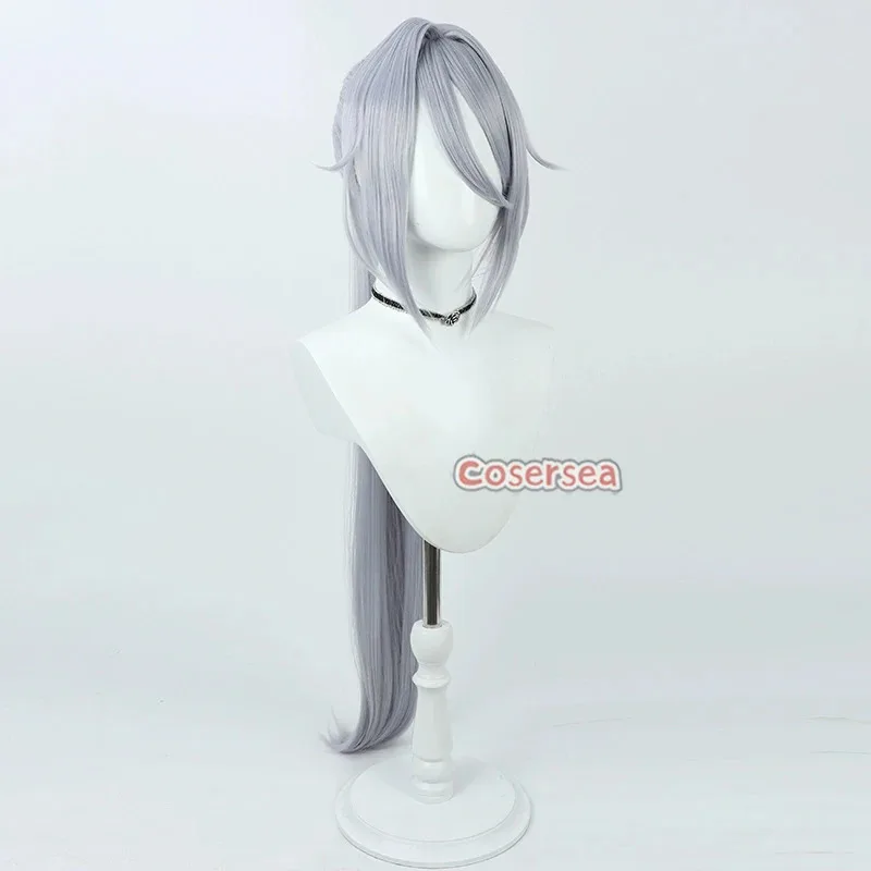 Cosersea Emerald Cosplay Wigs For All Time Emerald 100cm Long Straight Silver Gray Ponytail Wig Synthetic Hair Heat Resistant