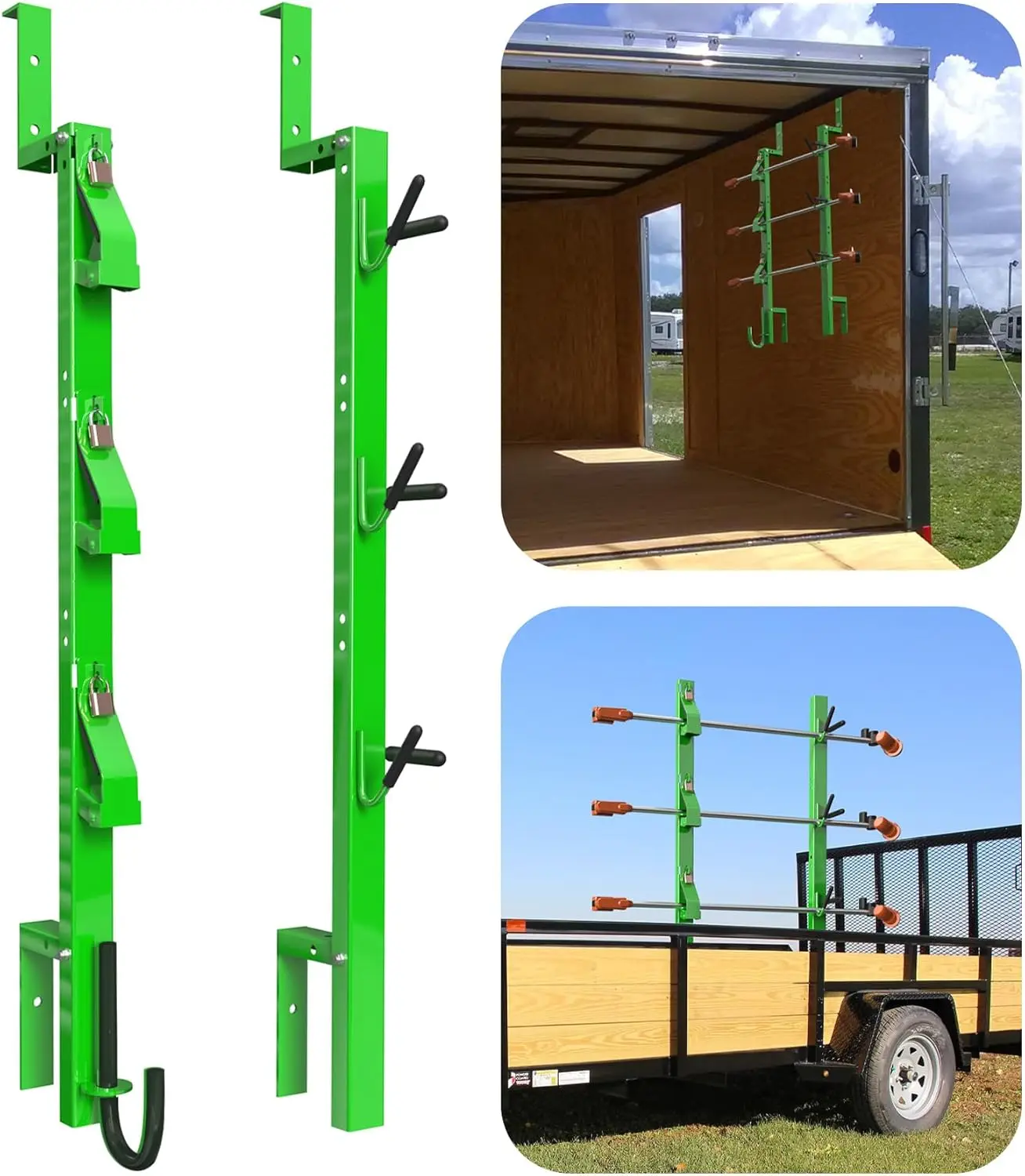 

3 Place Weedeater Rack for Trailers and Trucks, Trimmer Holder with Lock for Lawn Equipment Accessories