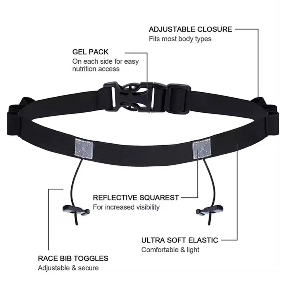Running Bib Holder Race Belt Runner Bib Strap Race Number Belt for Triathlon Marathon Runing Cycling Adjustable Waist Belt image 4