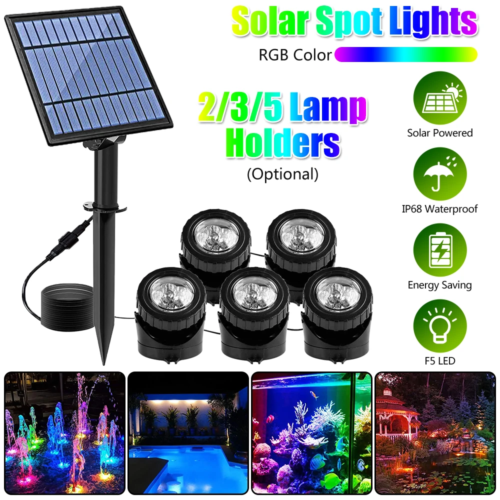 

2/3/5pcs RGB Solar Light Outdoors IP68 Solar Lawn Light Pool Light Solar Power Light Underwater Light For Garden Path Decoration