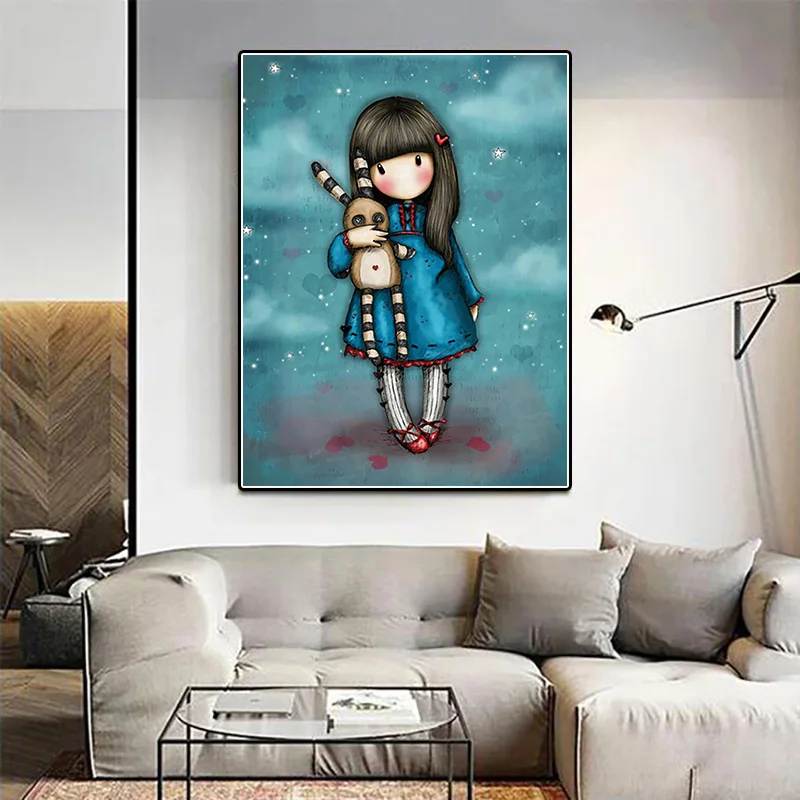 Handmade DIY cartoon cute girl diamond painting kit Santoro London Gorjuss cross stitch butterfly snow mosaic home decoration