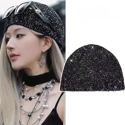 New glitter stretch cold hat Ladies high quality bauble hat Spice style hand-knitted hat