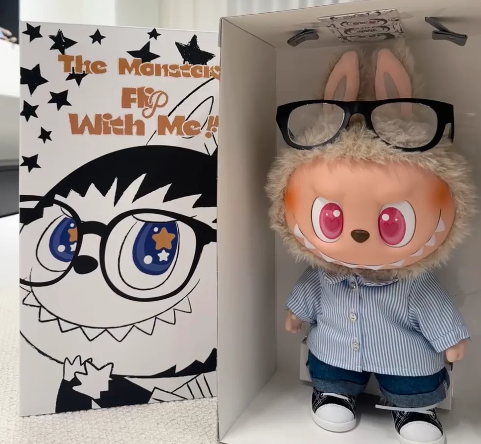 100% Authentieke POP MART De Monsters Flip With Me Serie Labubu 40 cm Collectible Pluche Pop Leuke Figuur Speelgoed Cadeau voor Kid vriend