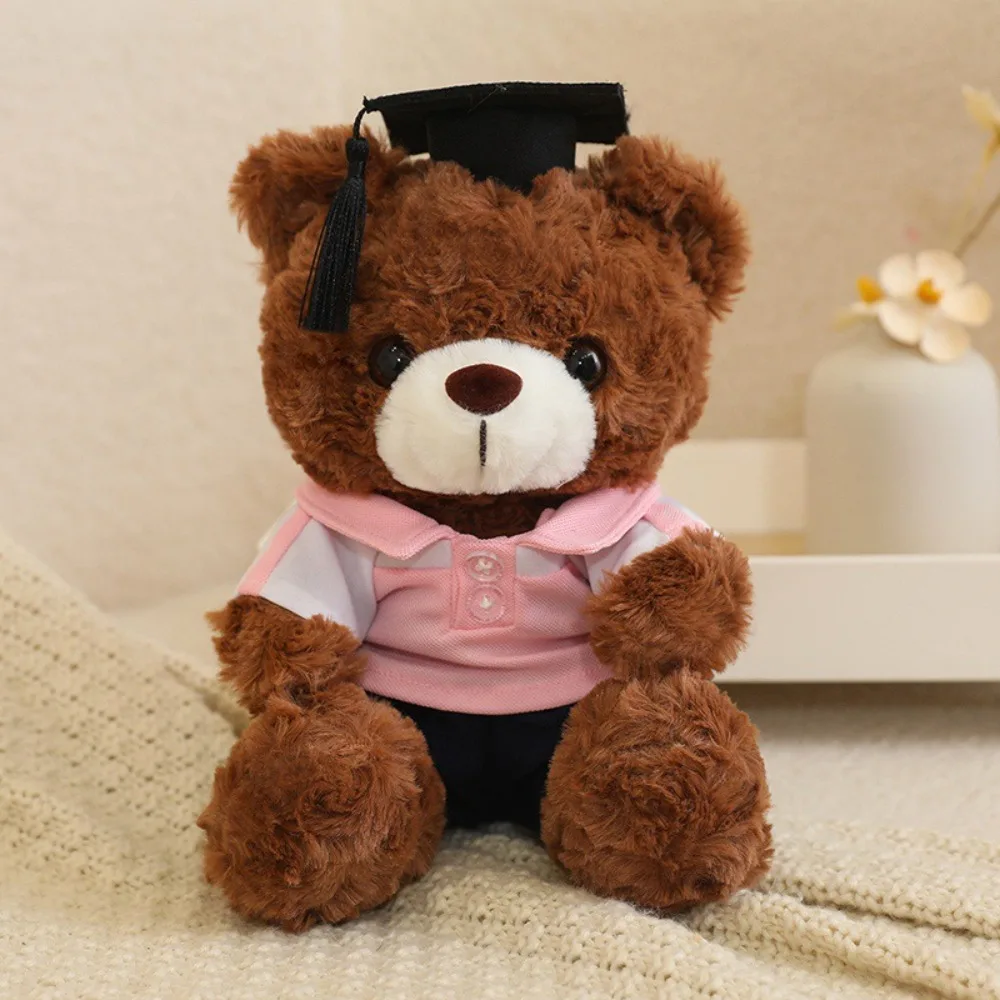 

Stuffed Toy Doctor Cap Graduation Bear Doll with Doctorial Hat Soft Doll Bachelor Bear Plush Toy Sitting Cartoon